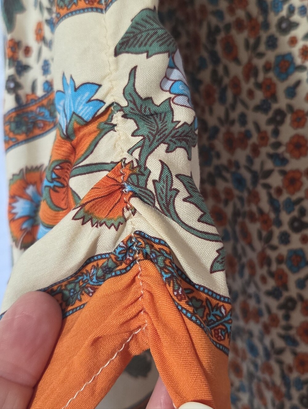 In'Voland Size 18 W Boho Tunic Dress Orange Blue Floral Tassel Peasant Beachy - Picture 4 of 12